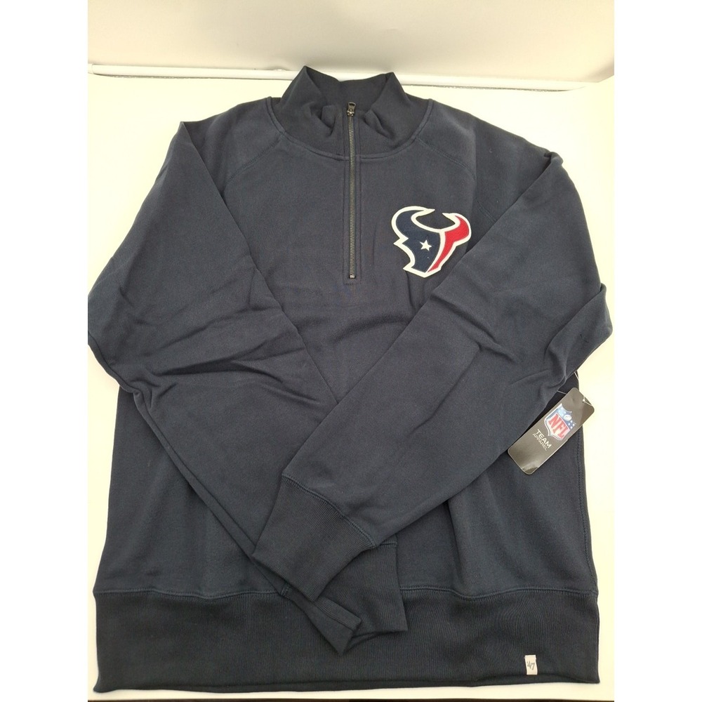 Houston Texans 47 Brand Navy 1/4 Zip Cross Check Pullover Sweatshirt NFL Mens, S